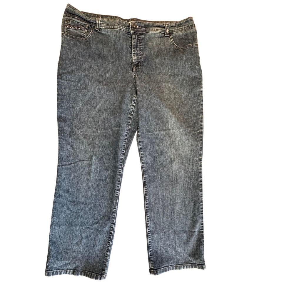 Style & Co Jeans Women 14 Blue Excellent Tummy Control Rhinestone Straight Leg